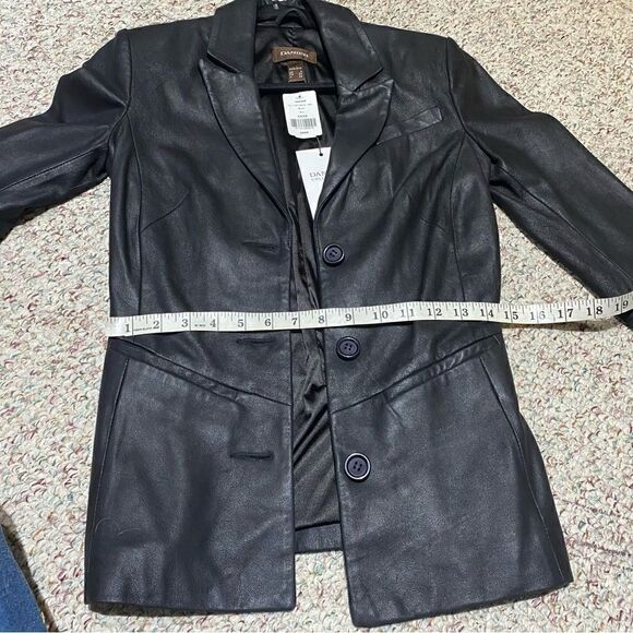 Danier Black Leather Fitted Jacket Lined Womens Size XXS - Picture 6 of 7